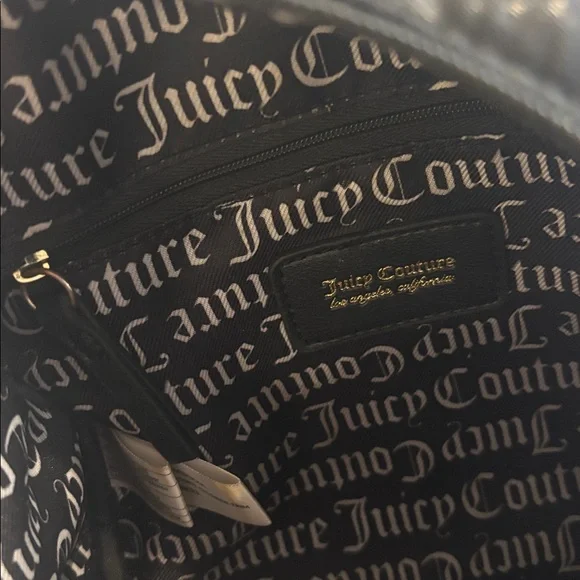 JUICY COUTURE Ransom Note mini backpack black adjustable straps zip pockets - Picture 12 of 17